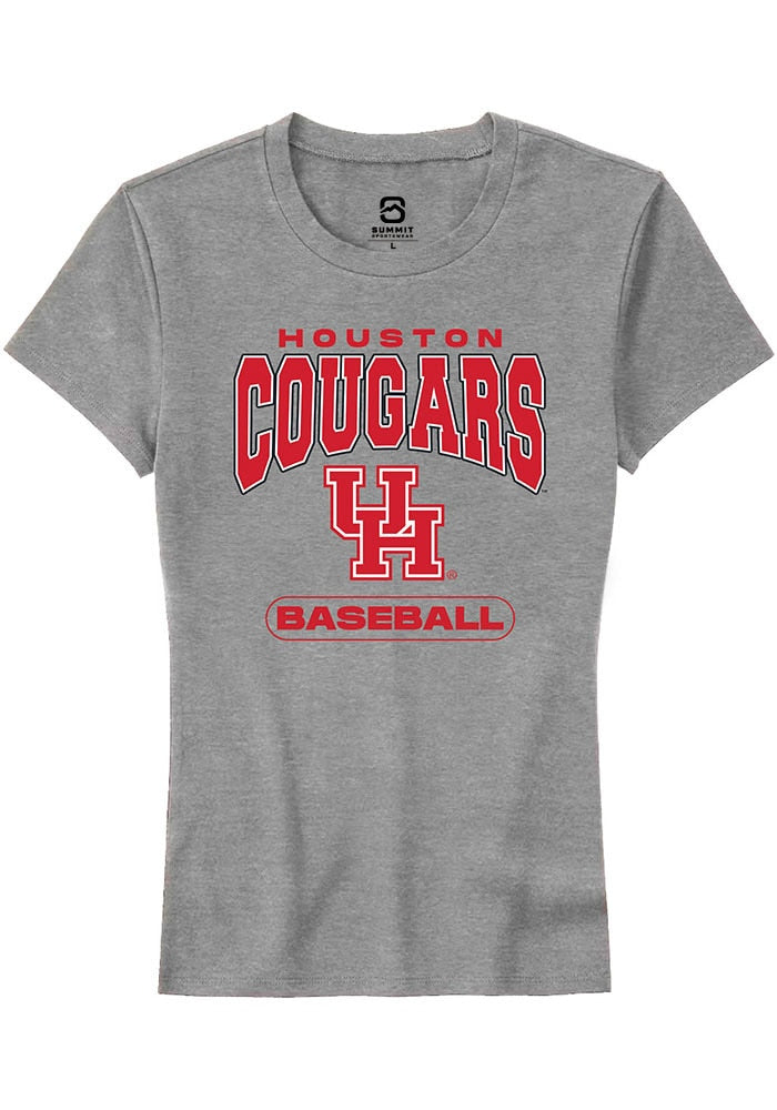 Houston Cougars Womens Grey Baseball Short Sleeve T-Shirt
