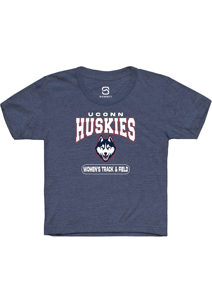 UConn Huskies Youth Womens Track and Field Heather Navy Short Sleeve T-Shirt
