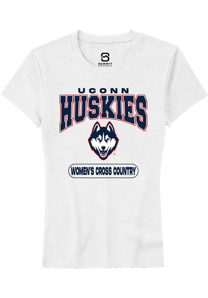 UConn Huskies Womens Womens Cross Country White Short Sleeve T-Shirt