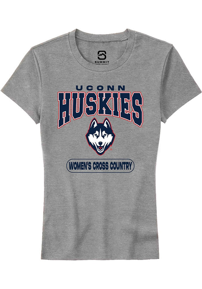 UConn Huskies Womens Womens Cross Country Heather Grey Short Sleeve T-Shirt