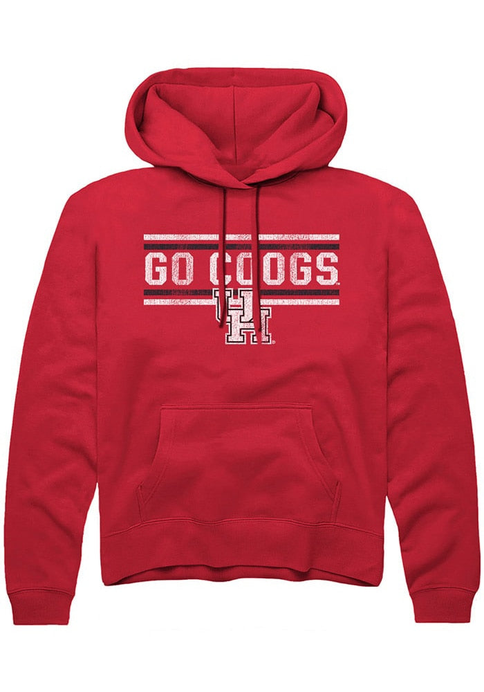 Houston Cougars Mens Red Bars Long Sleeve Hoodie