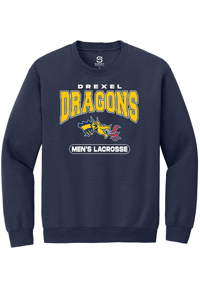 Drexel Dragons Mens Navy Blue Lacrosse Long Sleeve Crew Sweatshirt