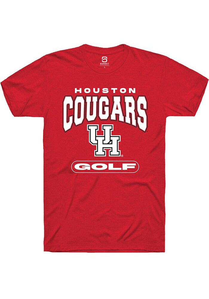 Houston Cougars Red Golf Short Sleeve T-Shirt