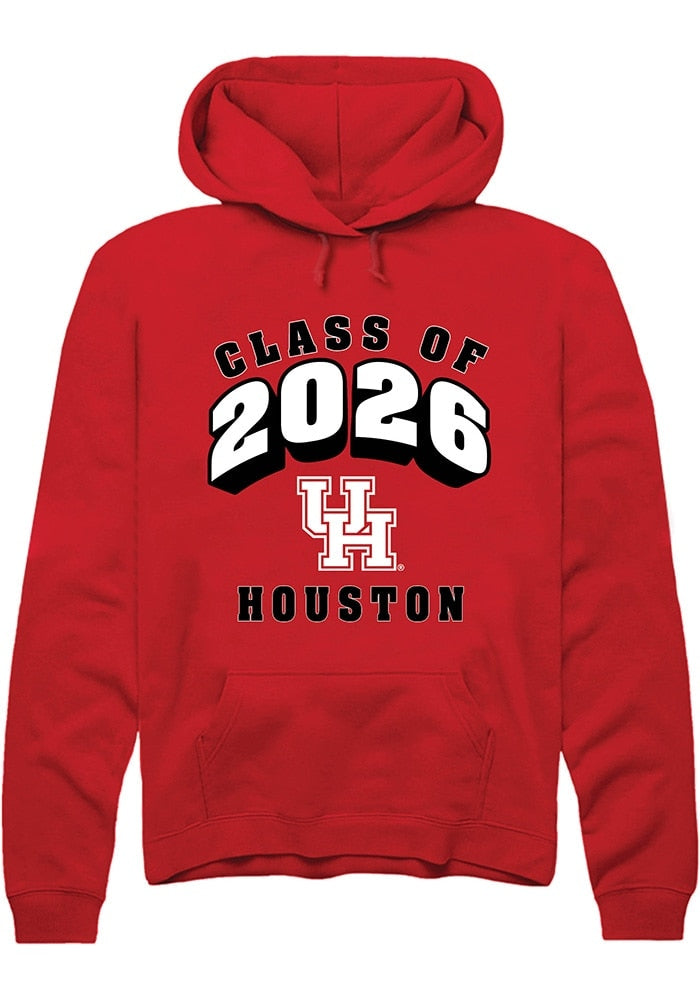 Houston Cougars Mens Red Class of 2026 Long Sleeve Hoodie