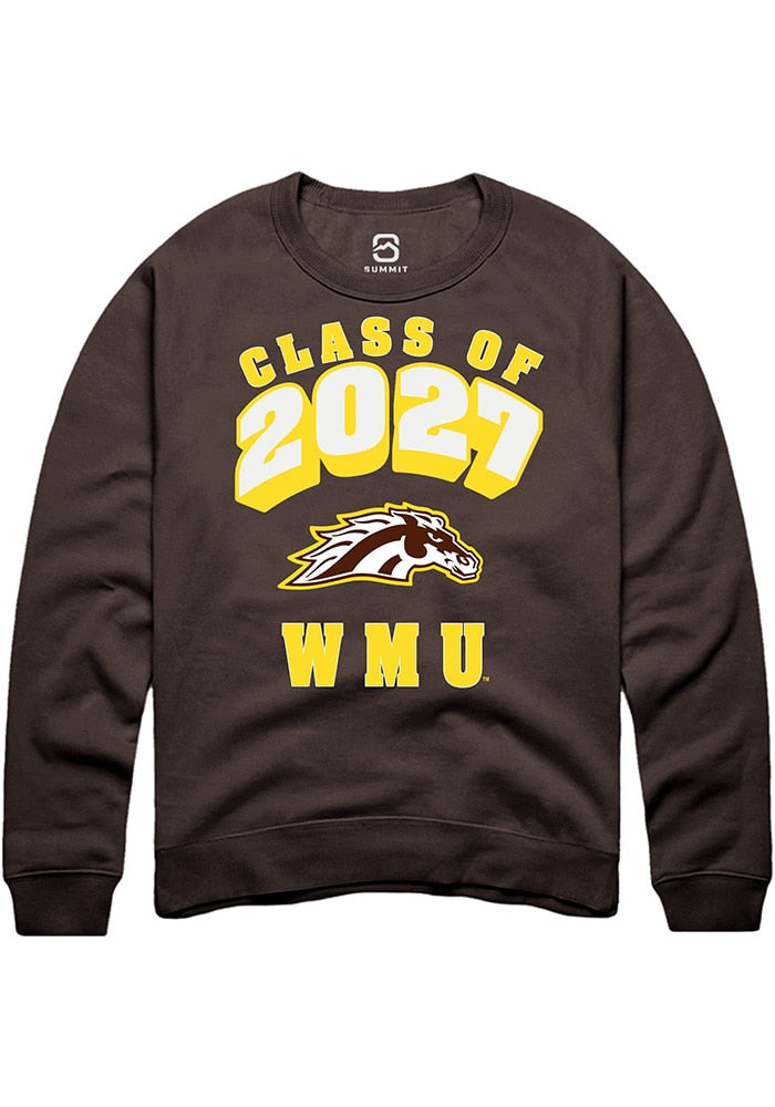 Western Michigan Broncos Mens Brown Class of 2027 Long Sleeve Crew Sweatshirt