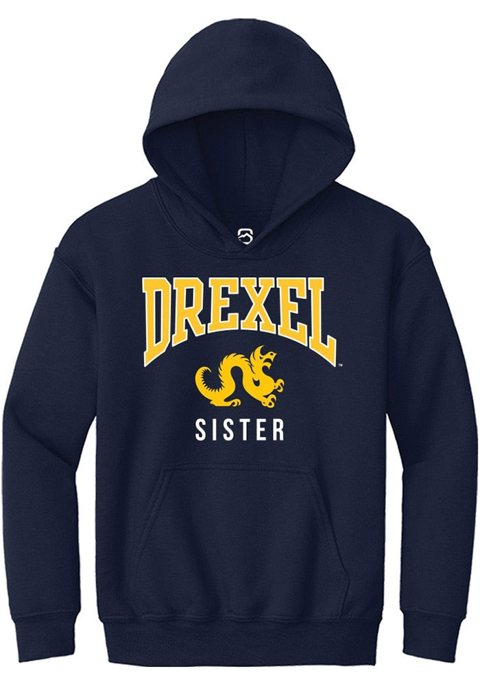 Drexel Dragons Youth Navy Blue Sister Long Sleeve Hoodie