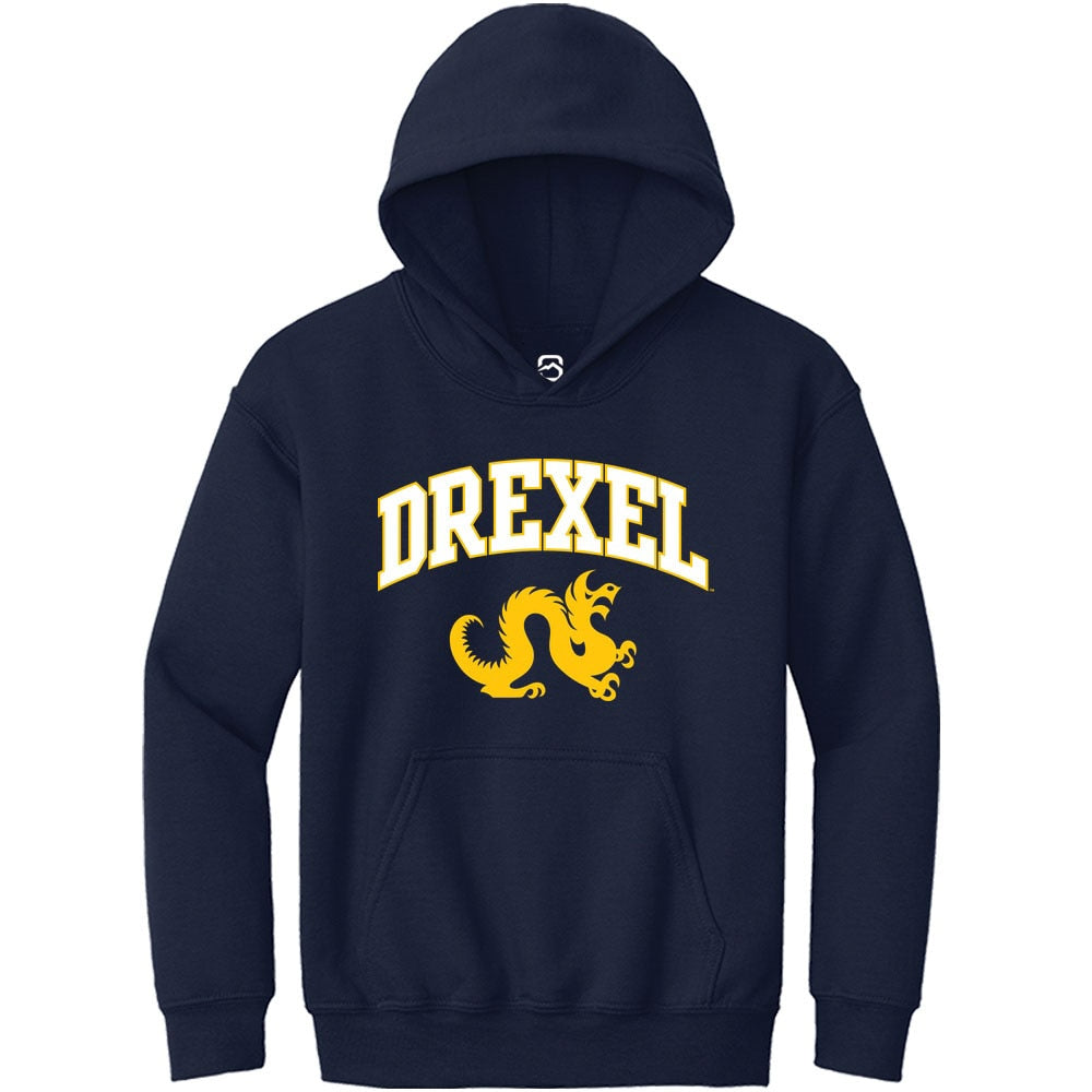 Drexel Dragons Youth Navy Blue Arch Logo Long Sleeve Hoodie