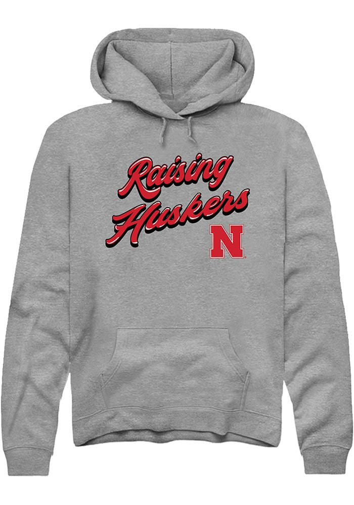 Nebraska Cornhuskers Mens Graphite RAISING MASCOTS Long Sleeve Hoodie