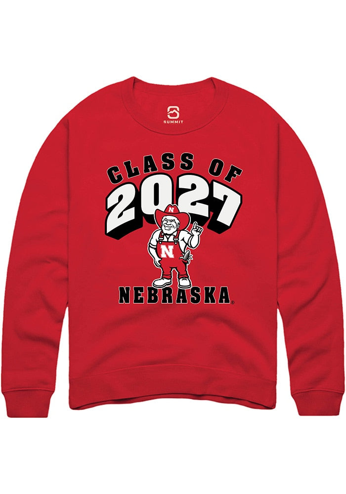 Nebraska Cornhuskers Mens Red Class of 2027 Long Sleeve Crew Sweatshirt