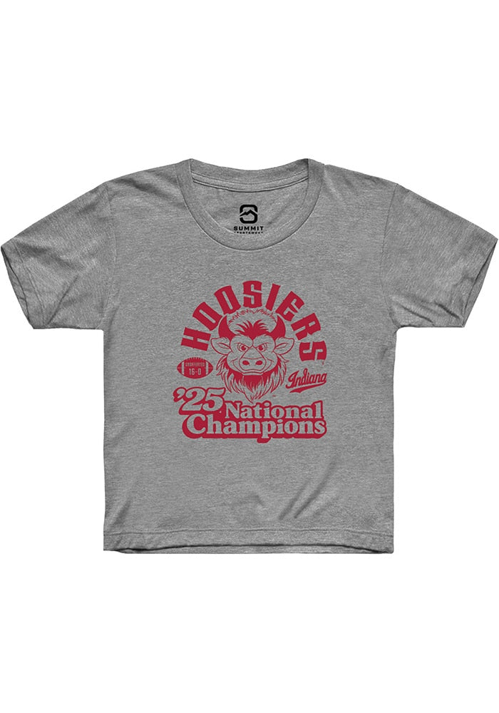 Indiana Hoosiers Youth Graphite Heather Vintage 2025 National Champions Short Sleeve T-Shirt