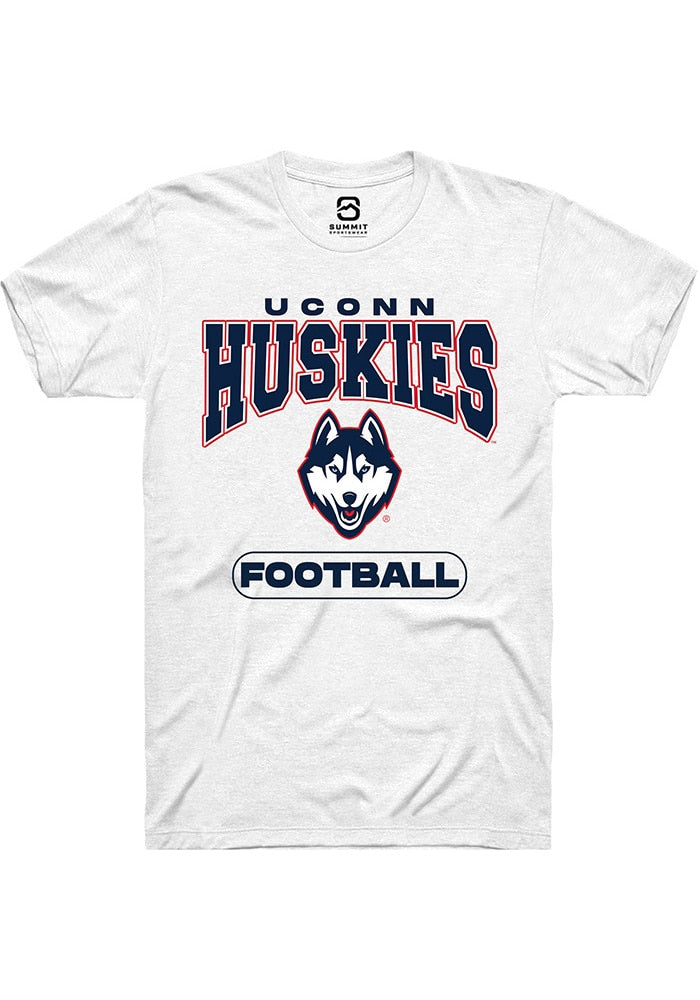 UConn Huskies Unisex Football White Short Sleeve T-Shirt