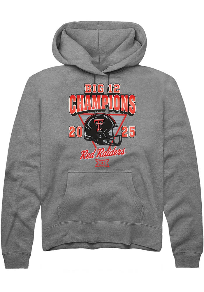 Texas Tech Red Raiders Unisex Graphite Heather 2025 Big 12 Football Champions Hoodie
