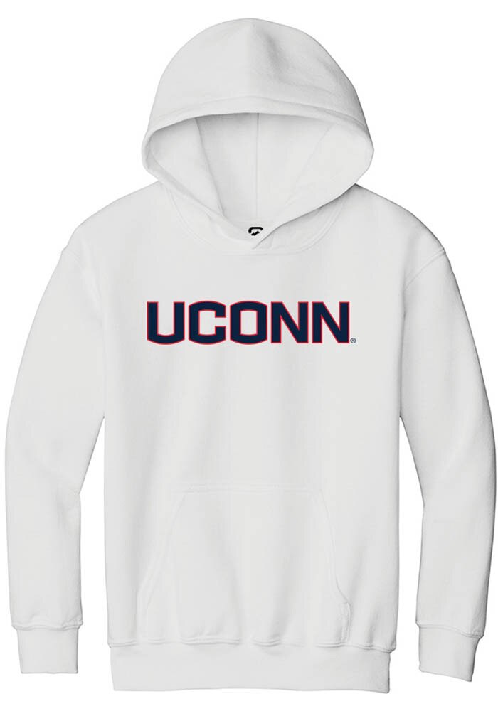UConn Huskies Youth Straight Block White Hoodie