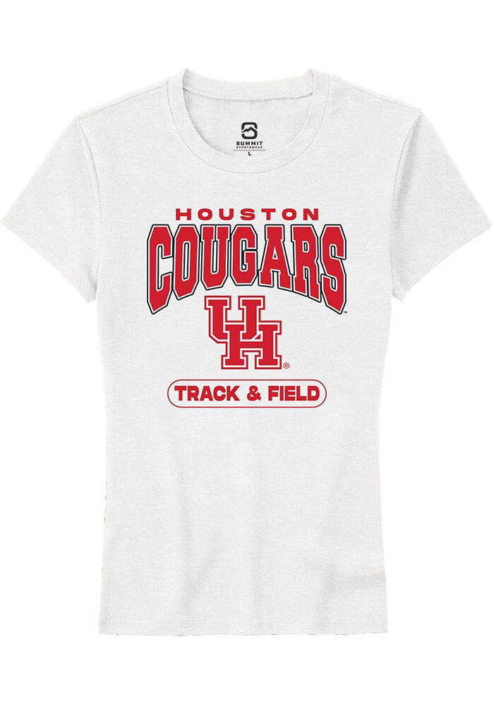 Houston Cougars Womens White Track & Field Short Sleeve T-Shirt