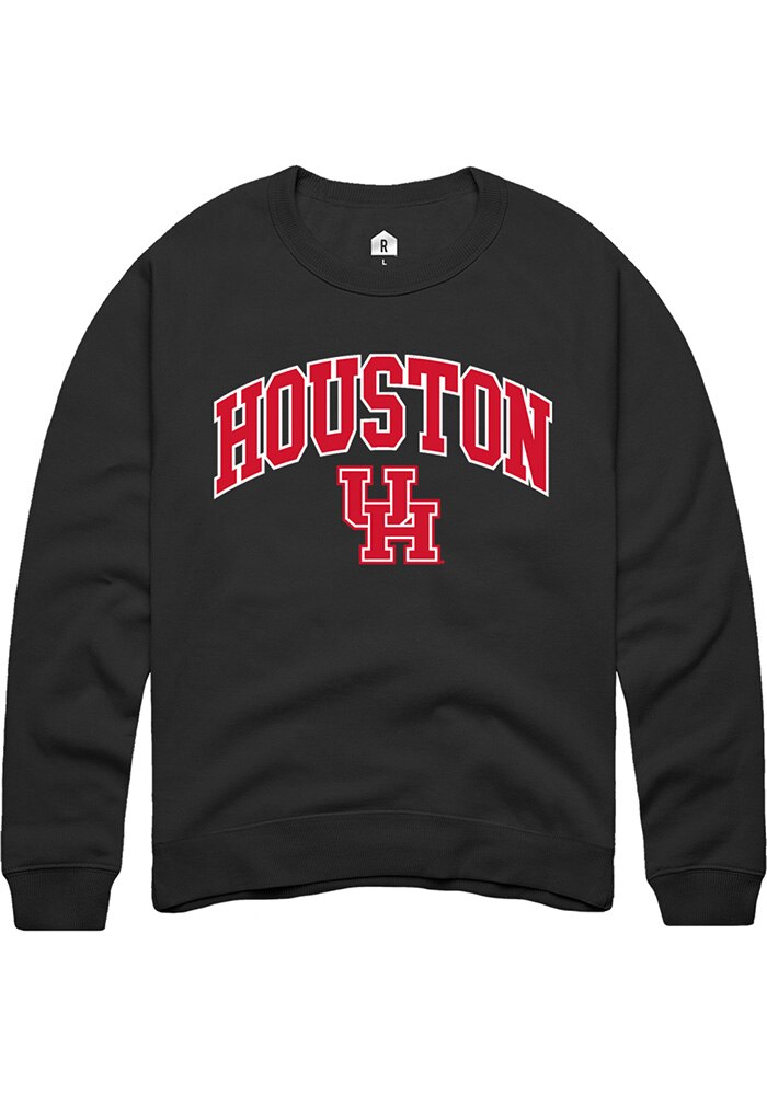 Houston Cougars Mens Black Arch Logo Long Sleeve Crew Sweatshirt