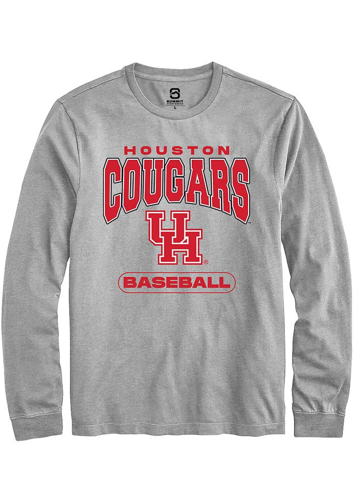 Houston Cougars Grey Baseball Long Sleeve T-Shirt
