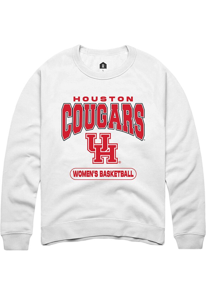 Houston Cougars Mens White Women's Basketball Long Sleeve Crew Sweatshirt