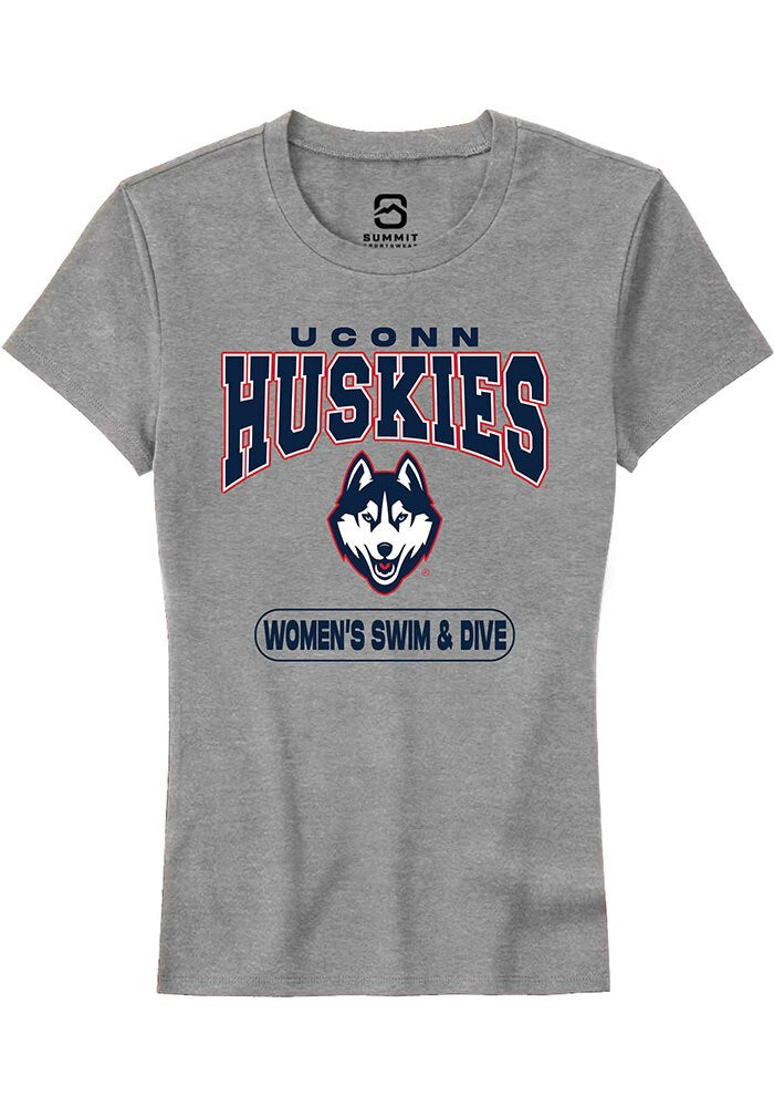 UConn Huskies Womens Womens Swim and Dive Heather Grey Short Sleeve T-Shirt