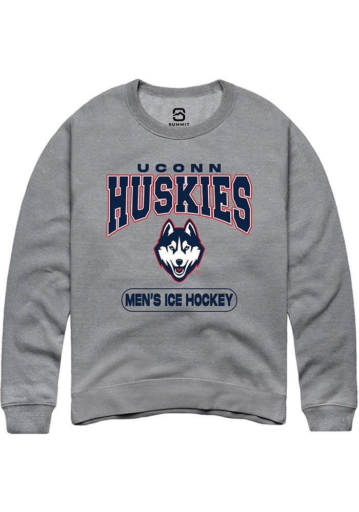 Uconn Huskies Unisex Graphite Heather Mens Ice Hockey Crew Sweatshirt