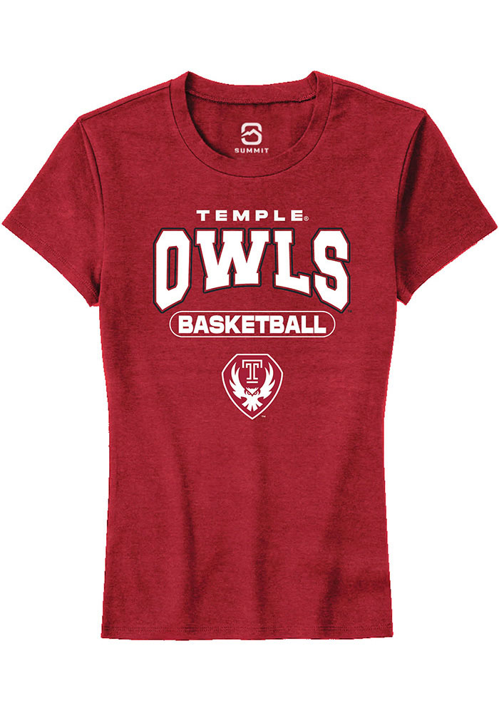 Temple Owls Womens Red Basketball Short Sleeve T-Shirt