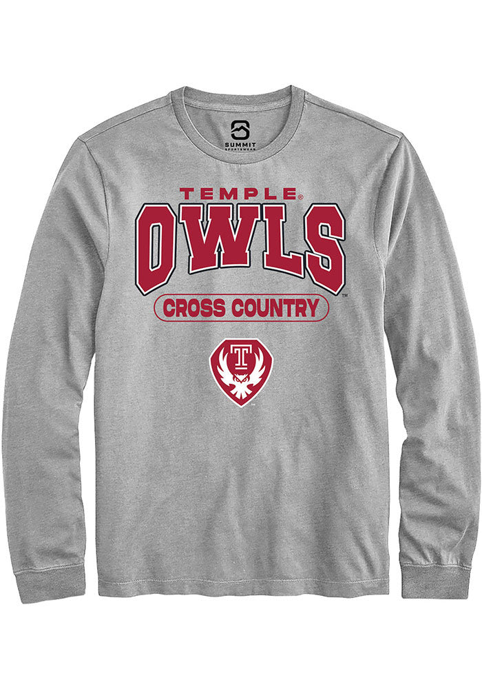 Temple Owls Grey Cross Country Long Sleeve T-Shirt