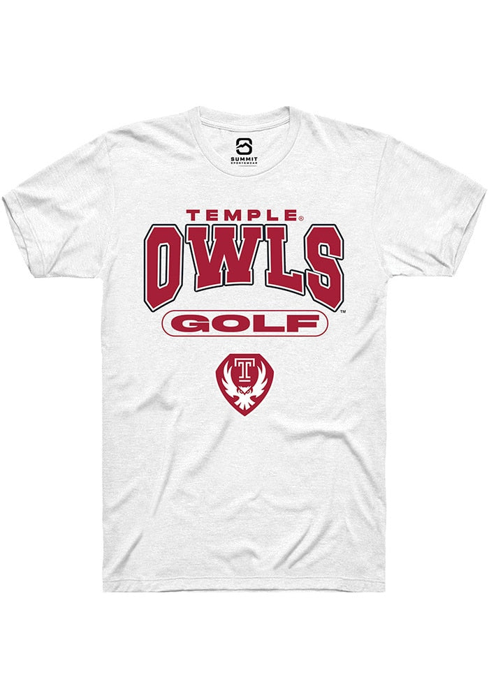 Temple Owls White Golf Short Sleeve T-Shirt