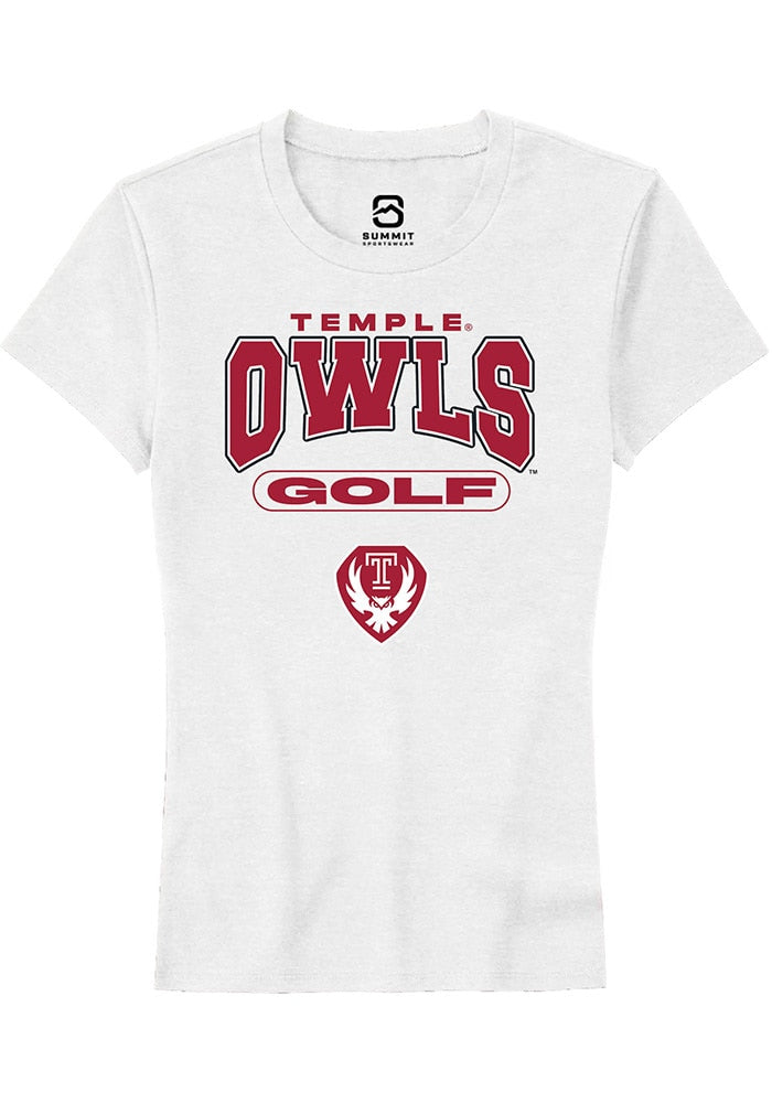 Temple Owls Womens White Golf Short Sleeve T-Shirt
