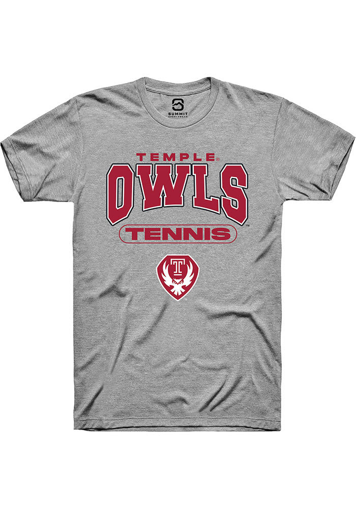 Temple Owls Grey Tennis Short Sleeve T-Shirt