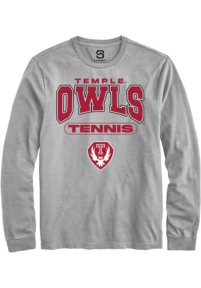 Temple Owls Grey Tennis Long Sleeve T-Shirt