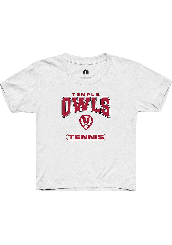 Temple Owls Youth White Tennis Short Sleeve T-Shirt