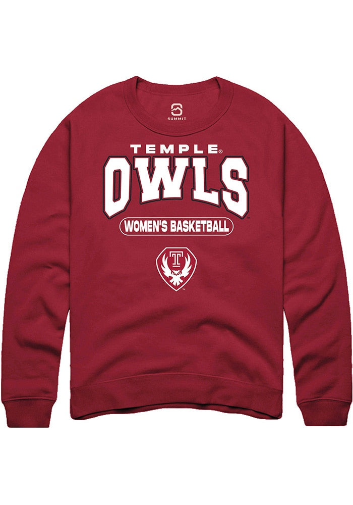 Temple Owls Mens Cardinal Women's Basketball Long Sleeve Crew Sweatshirt