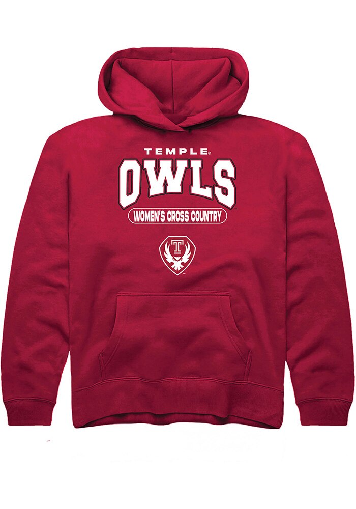 Temple Owls Youth Cardinal Women's Cross Country Long Sleeve Hoodie