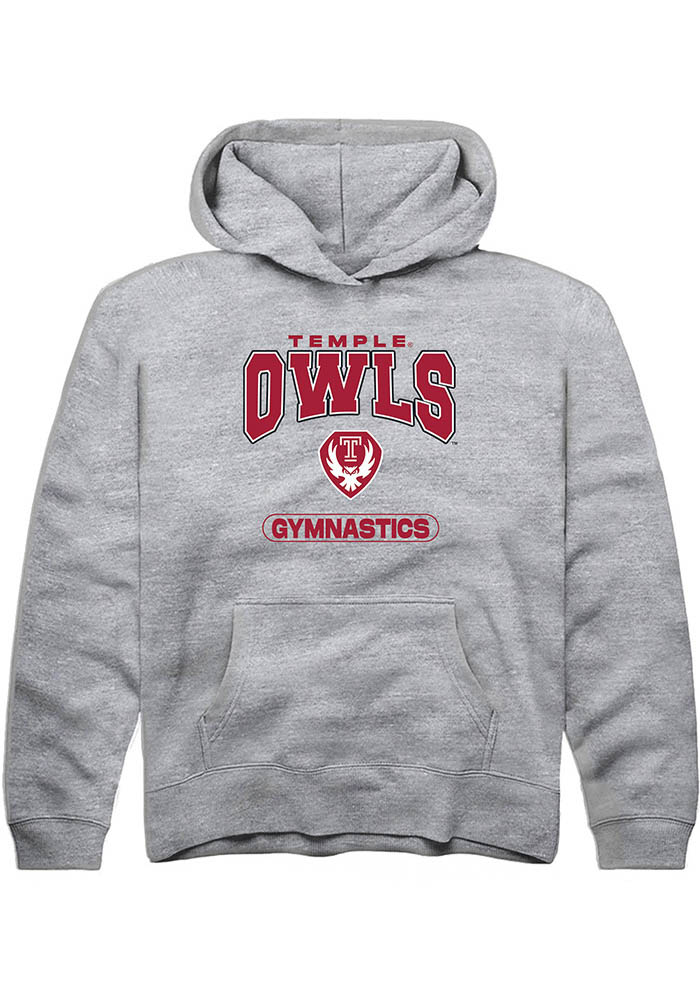 Temple Owls Youth Grey Gymnastics Long Sleeve Hoodie