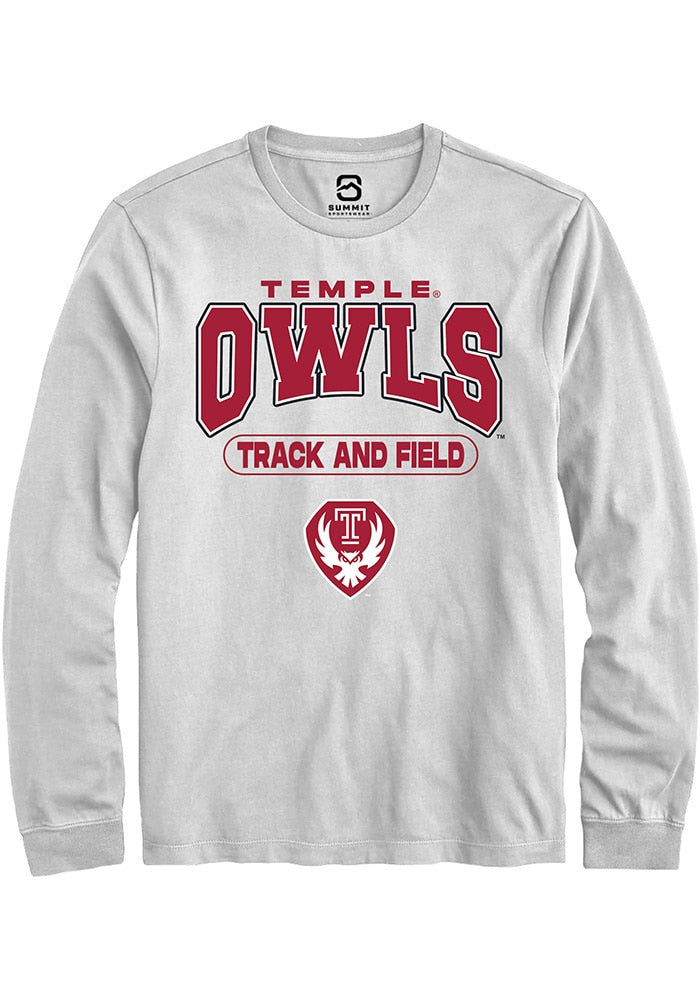 Temple Owls White Track and Field Long Sleeve T-Shirt