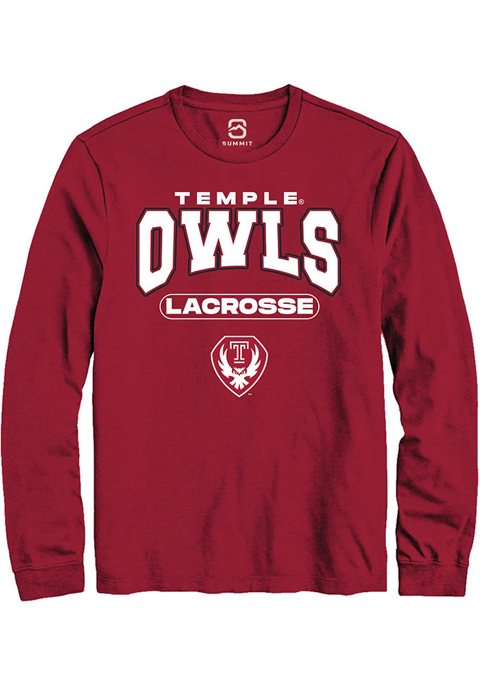 Temple Owls Cardinal Lacrosse Long Sleeve T-Shirt