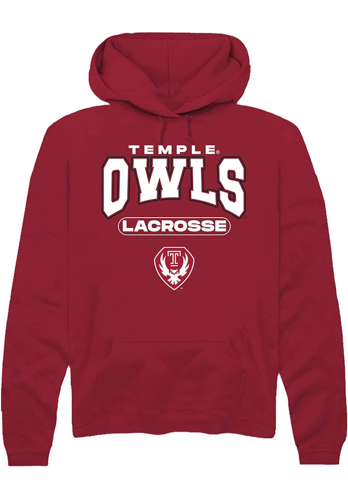 Temple Owls Mens Cardinal Lacrosse Long Sleeve Hoodie