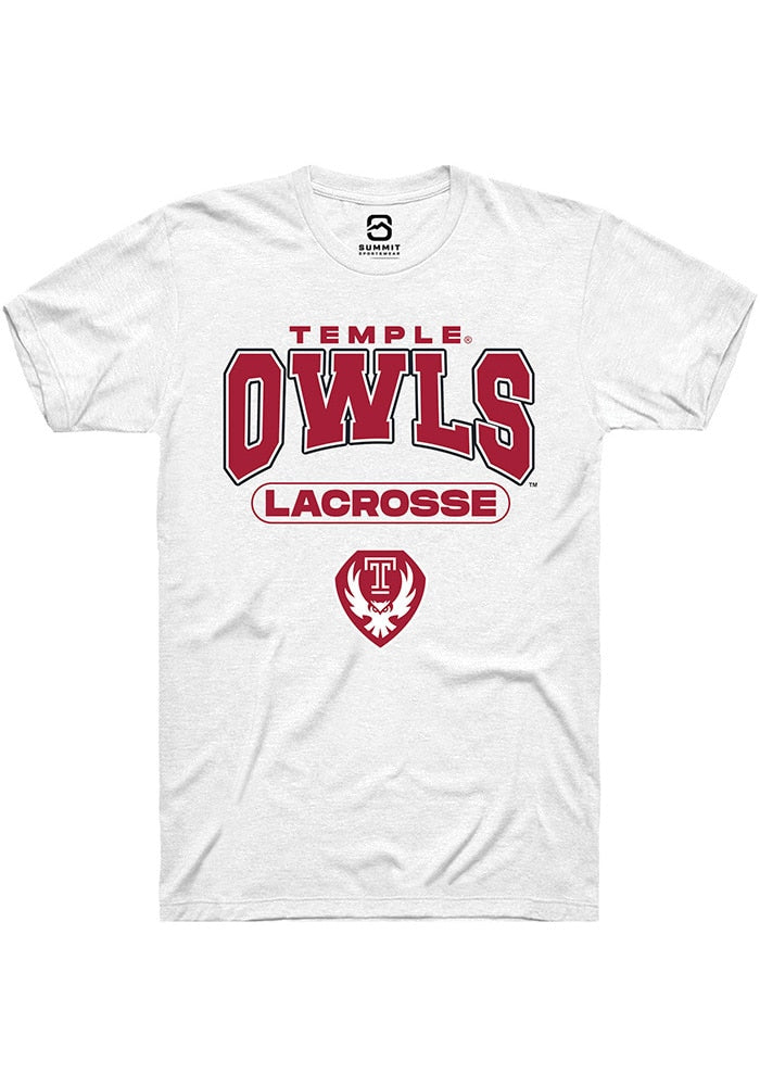 Temple Owls White Lacrosse Short Sleeve T-Shirt