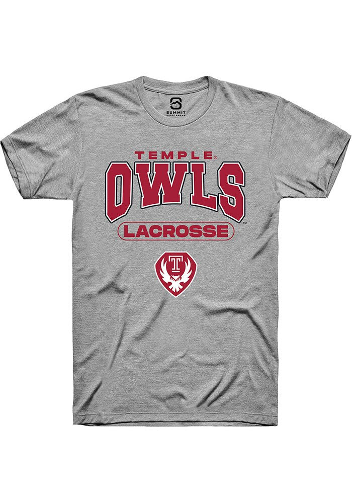 Temple Owls Grey Lacrosse Short Sleeve T-Shirt