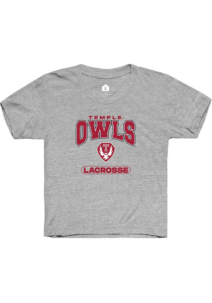 Temple Owls Youth Grey Lacrosse Short Sleeve T-Shirt