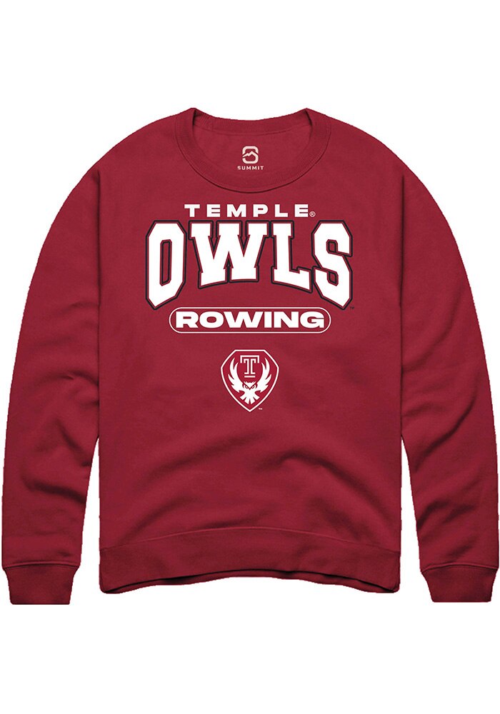 Temple Owls Mens Cardinal Rowing Long Sleeve Crew Sweatshirt