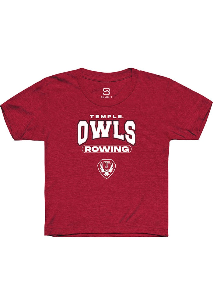Temple Owls Youth Cardinal Rowing Short Sleeve T-Shirt