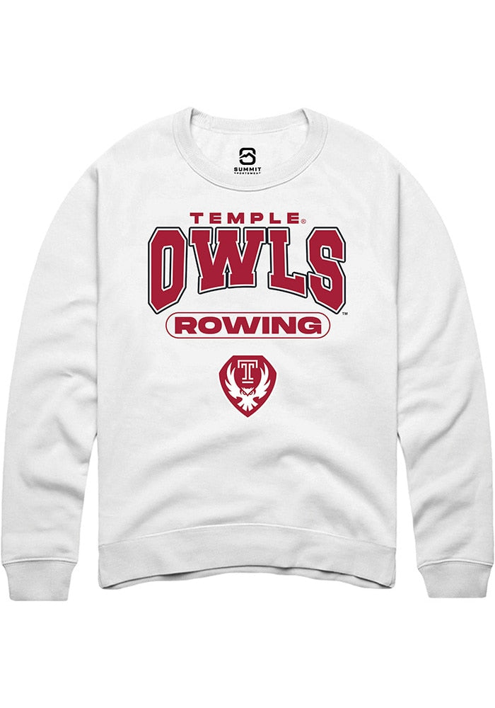 Temple Owls Mens White Rowing Long Sleeve Crew Sweatshirt