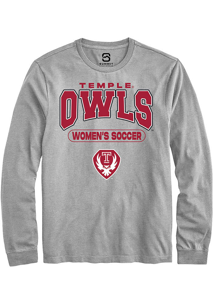 Temple Owls Grey Women's Soccer Long Sleeve T-Shirt