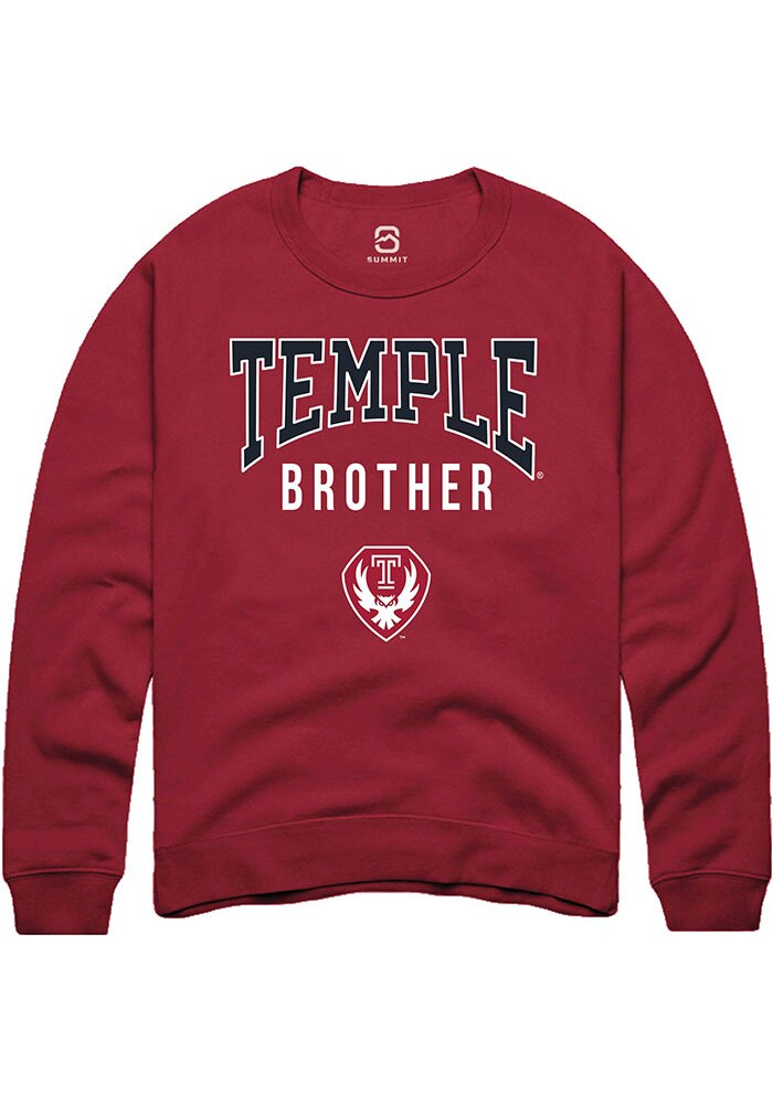 Temple Owls Mens Cardinal Brother Long Sleeve Crew Sweatshirt