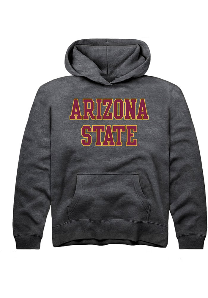 Arizona State Sun Devils Youth Charcoal Straight Block Long Sleeve Hoodie