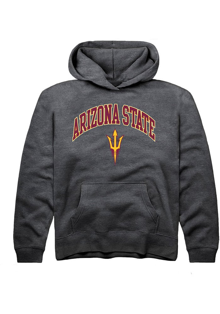 Arizona State Sun Devils Youth Charcoal Arch Logo Long Sleeve Hoodie