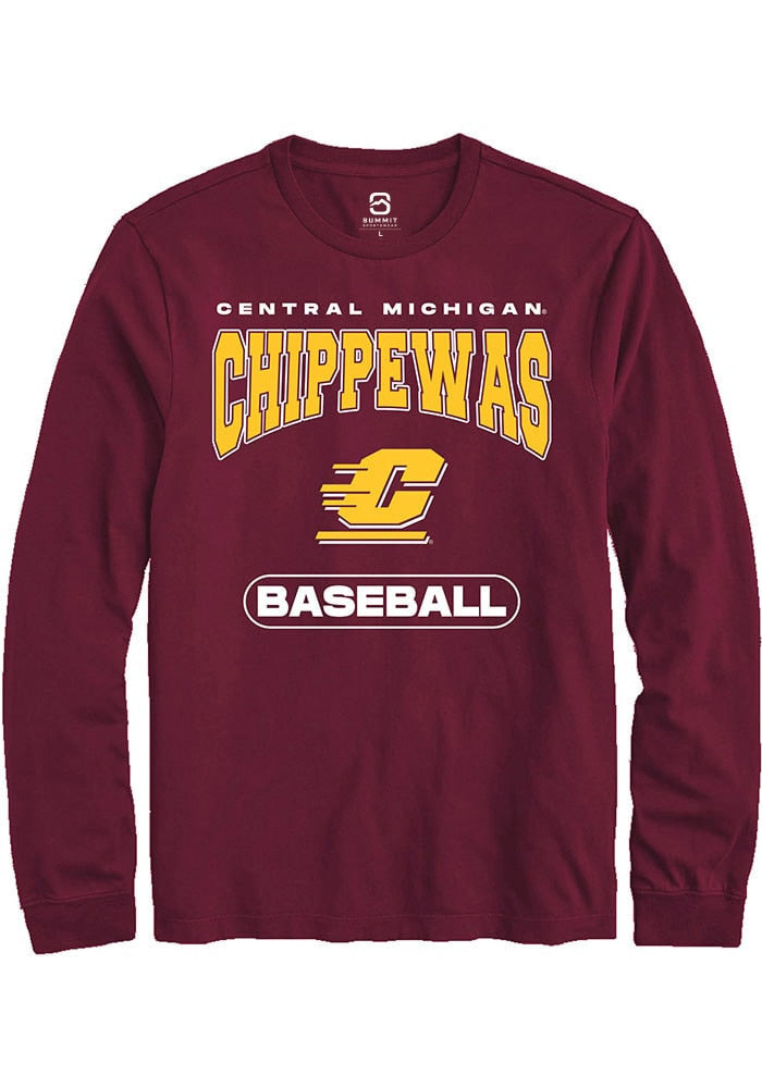 Central Michigan Chippewas Maroon Baseball Long Sleeve T-Shirt