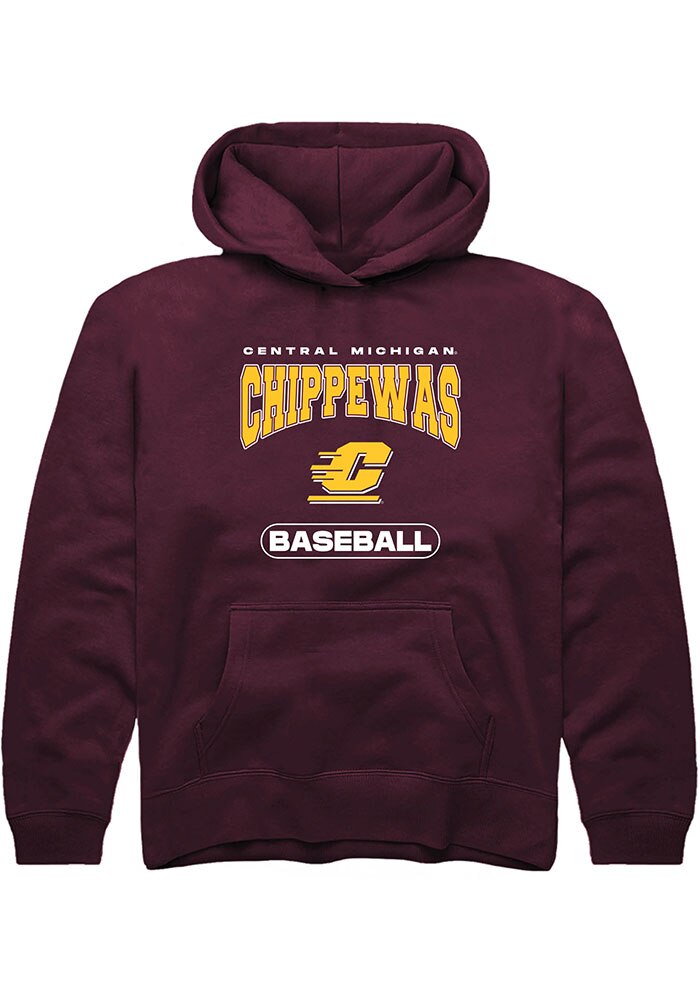 Central Michigan Chippewas Youth Maroon Baseball Long Sleeve Hoodie
