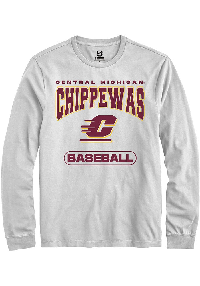 Central Michigan Chippewas White Baseball Long Sleeve T-Shirt