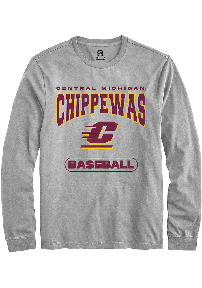 Central Michigan Chippewas Grey Baseball Long Sleeve T-Shirt
